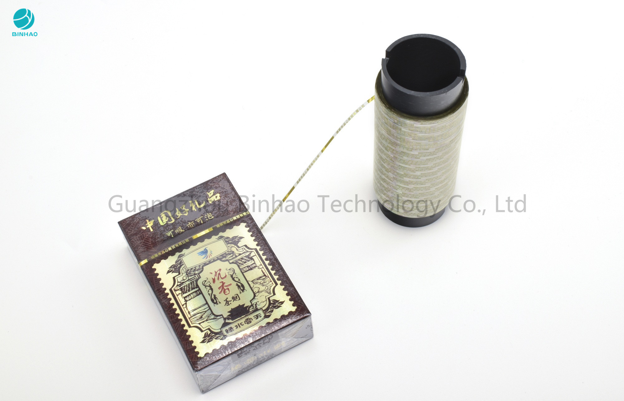Tear Strip Tape Holografis Emas Tinggi Untuk Kemasan Kotak Rokok Dalam Bahan MOPP 40 Mikron