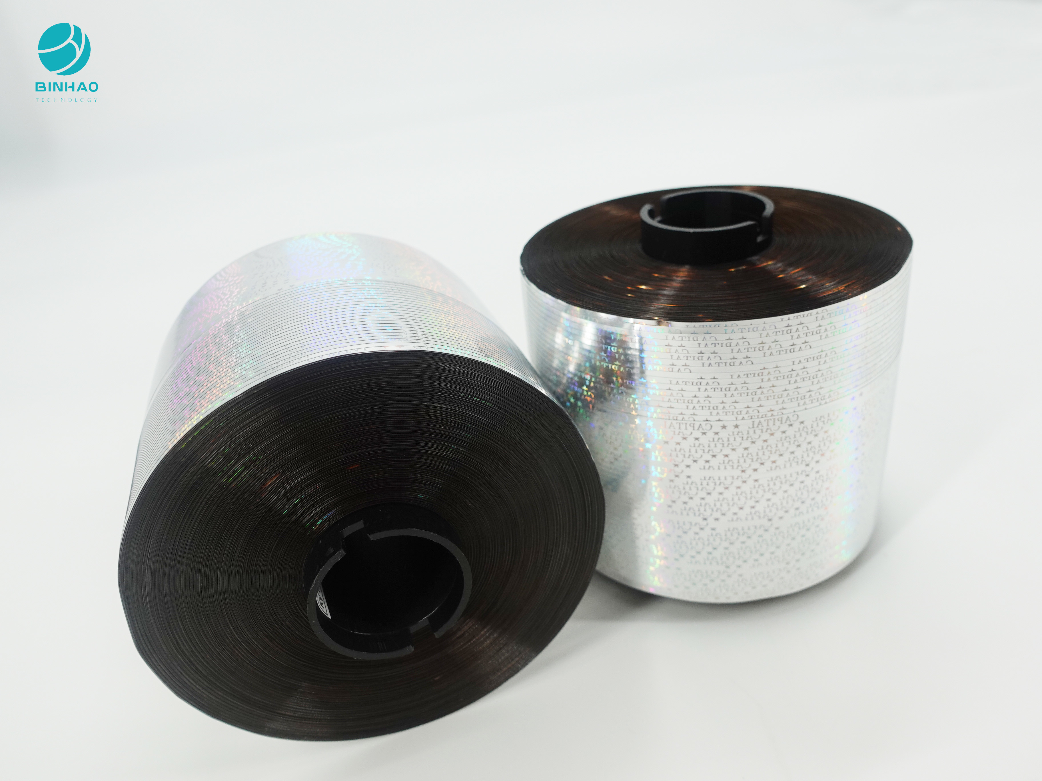 1.6-5mm Laser Printed Logo Tear Tape Bobbins Dengan Warna Logam Untuk Paket