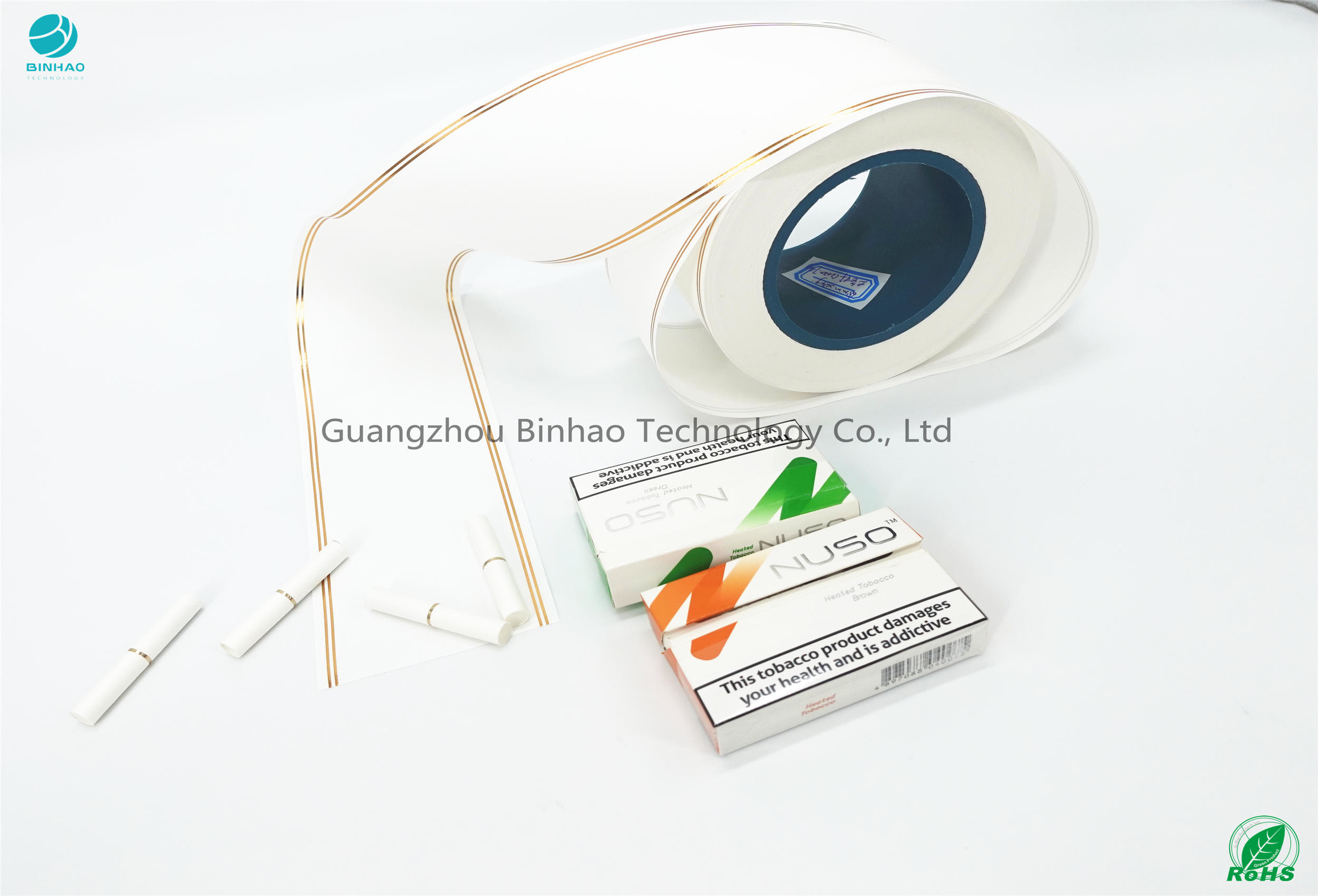 Tipping Paper Paket Rokok Elektronik HNB Garis Emas Hot Foil Gilding 66mm Inner Core
